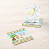 アロハキュート赤毛ガール「ありがとう来さん」 スクエアペーパーコースター (インサイチュ)