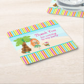 アロハキュート赤毛ガール「ありがとう来さん」 スクエアペーパーコースター (アングル)