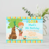 アロハキュート赤毛男の子の誕生日パーティー 招待状 (スタンド正面)