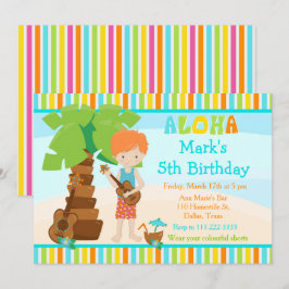 アロハキュート赤毛男の子の誕生日パーティー 招待状