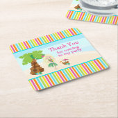 アロハキュート金髪の女の子「ありがとう来」 スクエアペーパーコースター (アングル)