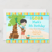 アロハキュート黒髪の男の子の誕生日パーティー 招待状 (正面)