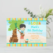 アロハキュート黒髪の男の子の誕生日パーティー 招待状 (スタンド正面)
