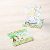 アロハキュート黒髪「ありがとう来ね」 スクエアペーパーコースター (インサイチュ)