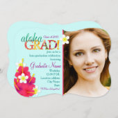 アロハグラード卒業ルアウ（ハワイ式宴会）フローラパーティの招待状 招待状 (正面/裏面)