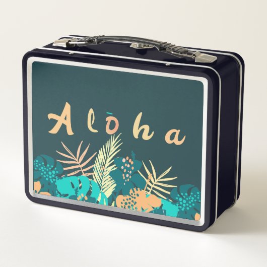 アロハグリーティン離れグとトロピカル弁当箱 メタルランチボックス (裏面)