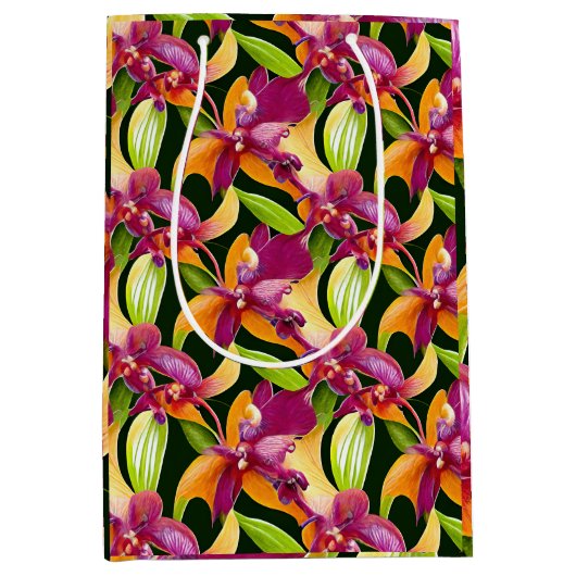 アロハコレクションラウシュ鮮やかフローラボタニカル ミディアムペーパーバッグ (正面)