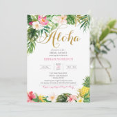 アロハサマートロピカルまたはルアウ(ハワイ式宴会)ブライダルシャワー 招待状 (スタンド正面)