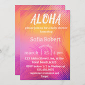 アロハサンセットビーチベビーシャワー 招待状 (正面/裏面)
