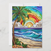 アロハサンセット島ステンドグラスのアートカード (正面)