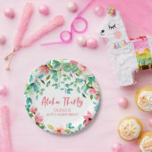 アロハサーティトロピカルルアウ（ハワイ式宴会）誕生日 ペーパープレート (パーティー)