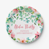アロハサーティトロピカルルアウ（ハワイ式宴会）誕生日 ペーパープレート (正面)