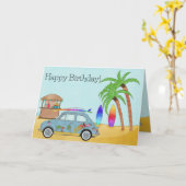 アロハサーフフィアット500誕生日カード カード (黄色い花)