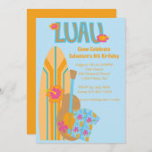 アロハサーフボードハワイアン誕生日招待状 招待状 (正面/裏面)