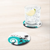 アロハサーフモダンとパームツリーズ ラウンドペーパーコースター (インサイチュ)