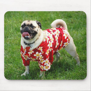 アロハシャツのパグ犬 マウスパッド