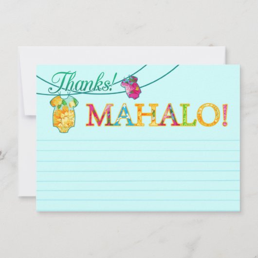 アロハシャツのOnsieのルアウ（ハワイ式宴会）のMahaloのサンキューカード サンキューカード (裏面)