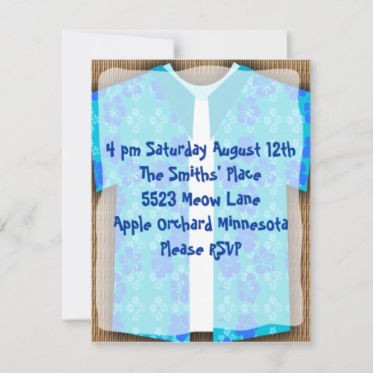 アロハシャツルアウ(ハワイ式宴会)ティキパーティー 招待状 (正面)