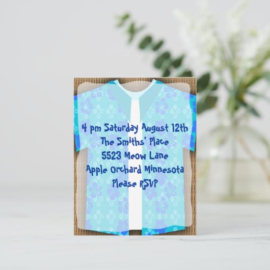 アロハシャツルアウ（ハワイ式宴会）ティキパーティー 招待状 (スタンド正面)