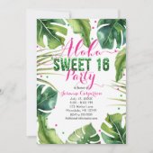 アロハスイート16熱帯離れピンクグリーン 招待状 (正面)