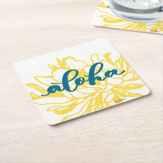 アロハターコイズのCereusによってはコースターが開花します スクエアペーパーコースター (アングル)