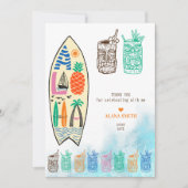 アロハティキサーフボードトロピカルルアウ（ハワイ式宴会）ハワイアンパーティー サンキューカード (正面)