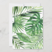 アロハティール（緑がかった色）熱帯パームリーフ&スクリプト誕生日 セーブザデート (裏面)