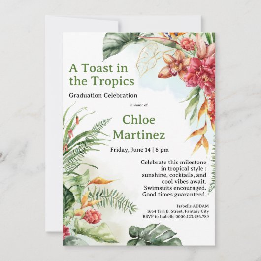 アロハディプロマ！トロピカル卒業プールパーティー 招待状 (正面)