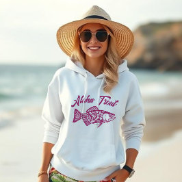 アロハトラウトハワイアンフィッシャーマンコアワインカラー パーカ