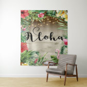 アロハトロピカルウッドフラワーリーフ＆ライトのルアウ タペストリー (インサイチュ)