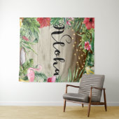 アロハトロピカルウッドフラワーリーフ＆ライトのルアウ タペストリー (インサイチュ(横))