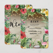 アロハトロピカルウッド葉フローラライトRSVP 出欠カード (正面/裏面)