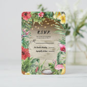 アロハトロピカルウッド葉フローラライトRSVP 出欠カード (スタンド正面)