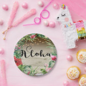 アロハトロピカルウッド葉フローラ&ラ結婚イツ ペーパープレート (パーティー)