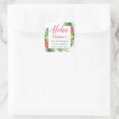 アロハトロピカルグリーンフローラルアウ(ハワイ式宴会)バースデーパーティー スクエアシール (バッグ)