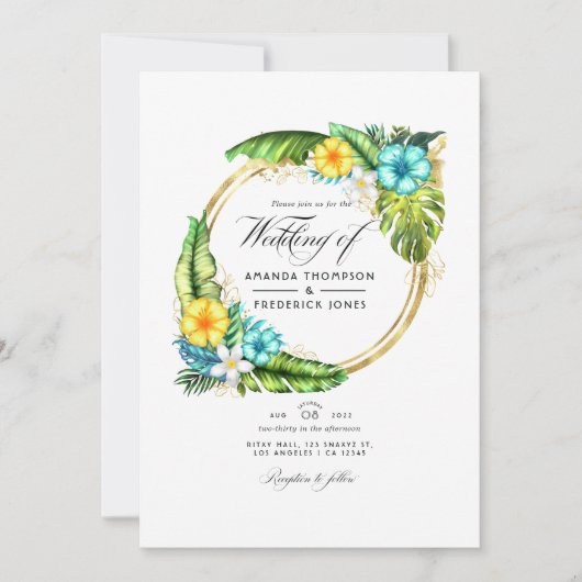 アロハトロピカルサマービーチ結婚式写真 招待状 (正面)