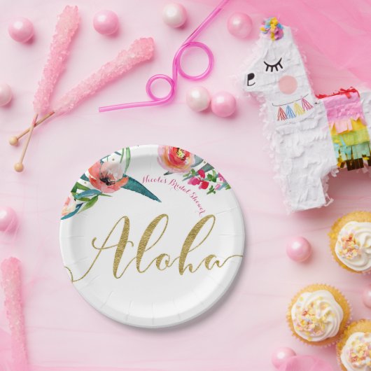 アロハトロピカルサマーフローラブライダルシャワーパーティー ペーパープレート (パーティー)