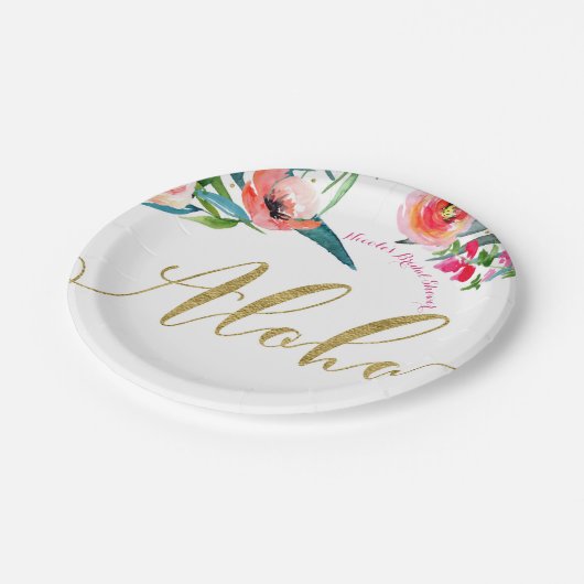 アロハトロピカルサマーフローラブライダルシャワーパーティー ペーパープレート (アングル)