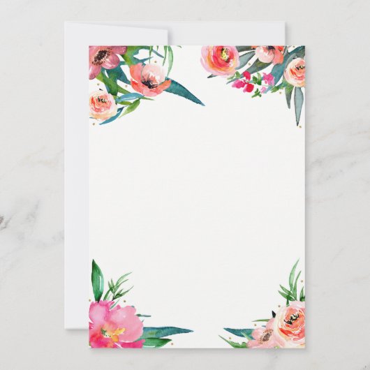 アロハトロピカルサマーフローラブライダルシャワー 招待状 (裏面)