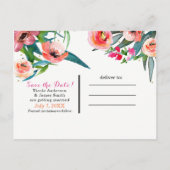 アロハトロピカルサマー フローラル モダン セーブ・ザ・デート 案内ポストカード (裏面)