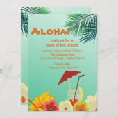 アロハトロピカルドリンクズサマーパーティールアウ(ハワイ式宴会)招待状 招待状 (正面/裏面)