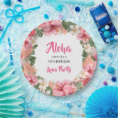 アロハトロピカルハイビスカスルアウ(ハワイ式宴会)誕生パーティー ペーパープレート (パーティー)