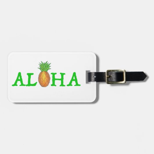 アロハトロピカルハワイアンアイランドパイナップルフルーツ ラゲッジタグ (正面横)