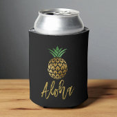 アロハトロピカルハワイアンパイナップル結婚ズブラック 缶クーラー