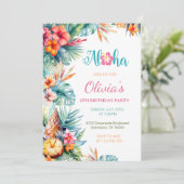 アロハトロピカルハワイアンフラワーガール誕生日パーティー 招待状 (スタンド正面)