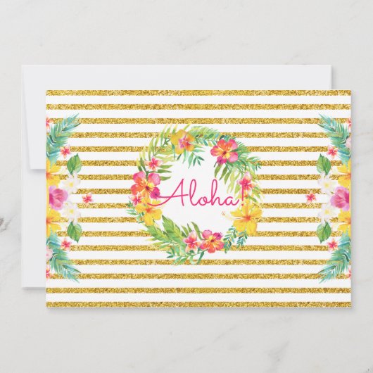 アロハトロピカルハワイアンルアウ(ハワイ式宴会)誕生日写真 招待状 (裏面)