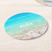 アロハトロピカルハワイアン海  ラウンドペーパーコースター (アングル)