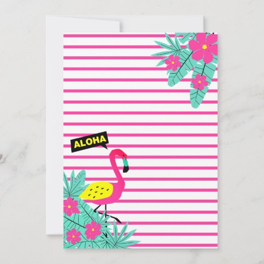 アロハトロピカルハワイアン誕生日ルアウ(ハワイ式宴会)パーティー 招待状 (裏面)