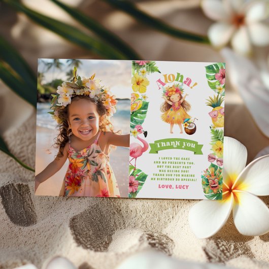 アロハトロピカルハワイルアウ（ハワイ式宴会）写真サンキューカード 招待状