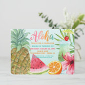 アロハトロピカルパイナップルサマールアウ（ハワイ式宴会）誕生日 招待状 (スタンド正面)
